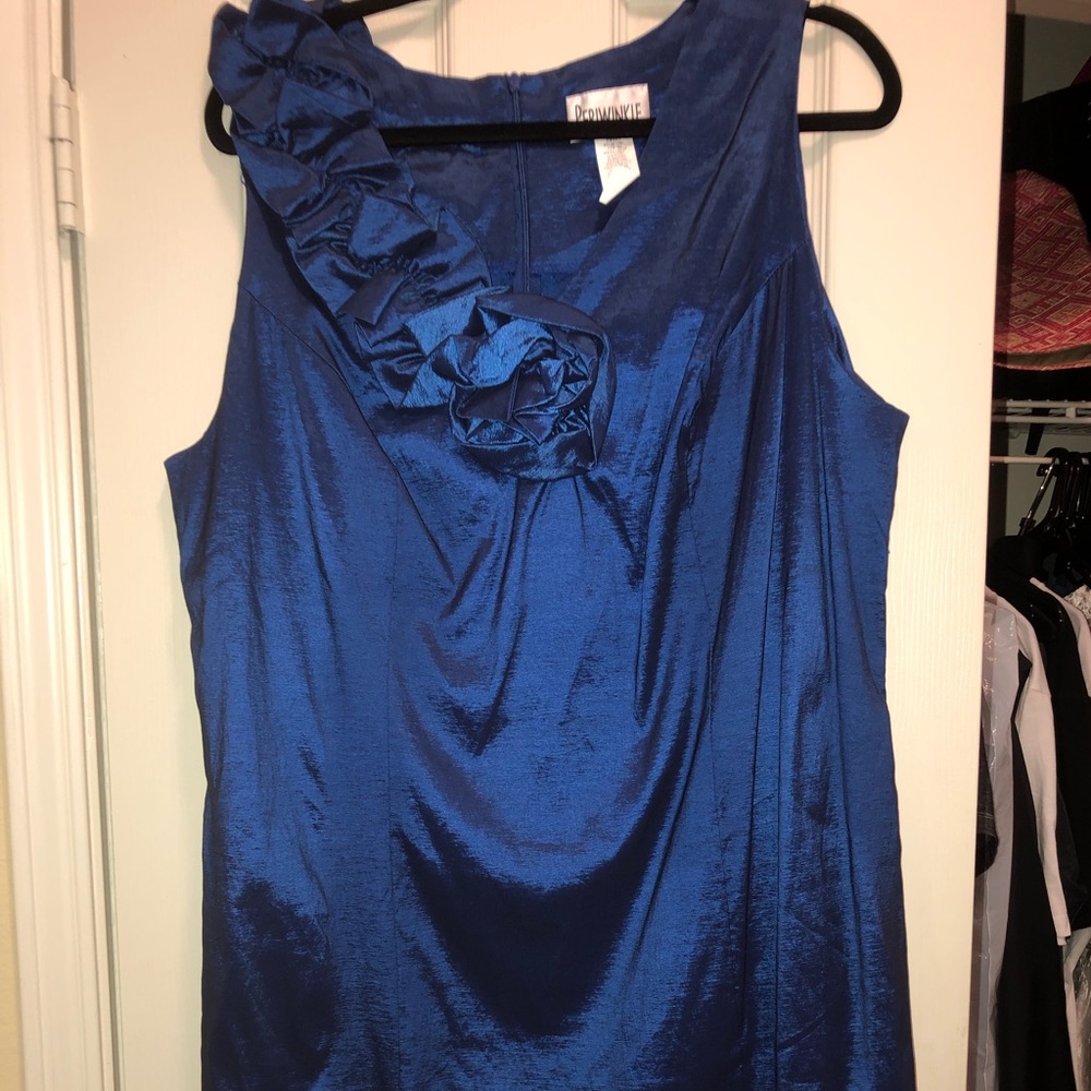 Blue metallic cocktail dress